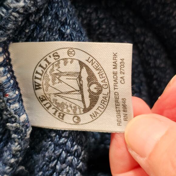 Blue Willi's cotton Indigo dyed roll neck oversized pullover sweater size Small - Picture 8 of 11